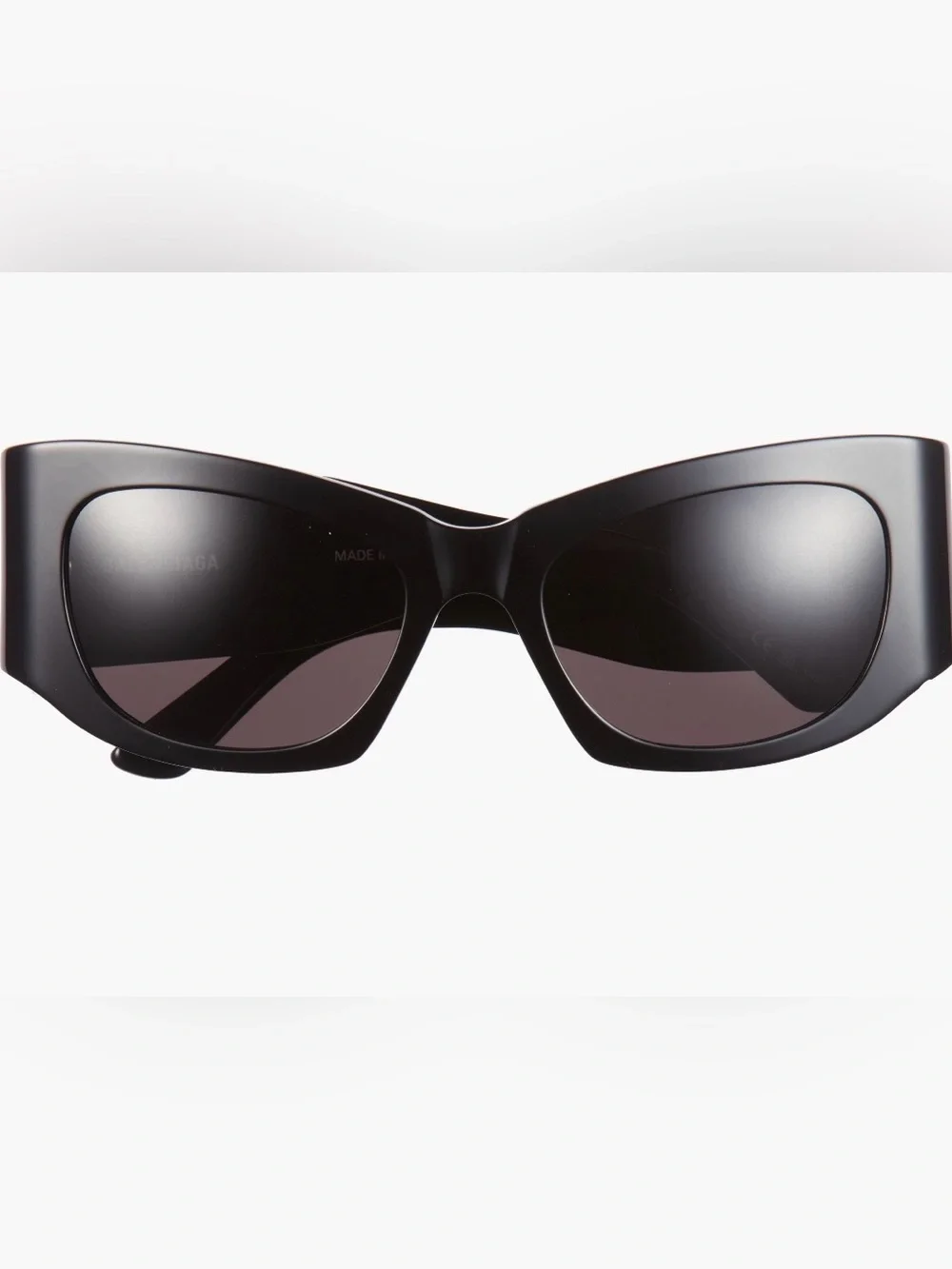 Balenciaga Matte Black Cat-Eye Sunglasses with Dark Lenses